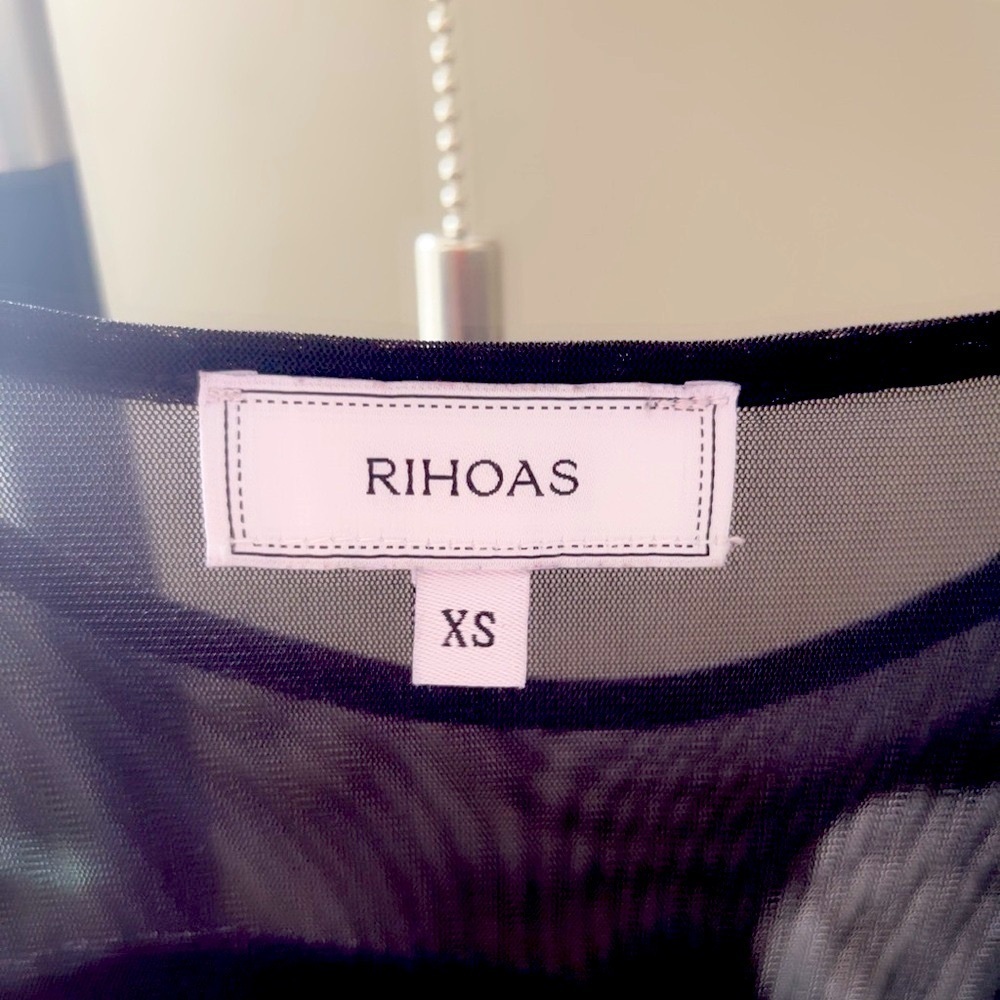 Rihoas Elegant Black Sheer Long Sleeve Top mesh - Picture 2 of 3